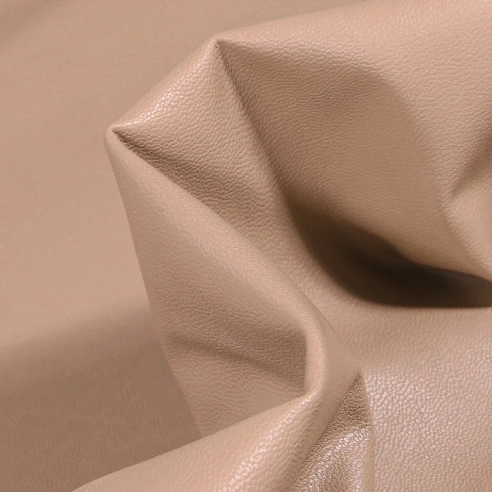 Tissu Simili cuir souple d'habillement uni Inès Taupe