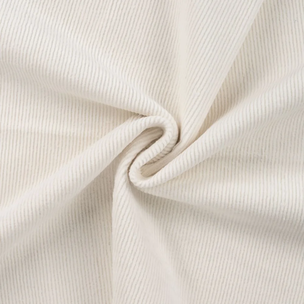 Tissu Velours côtelé stretch uni Blanc cassé