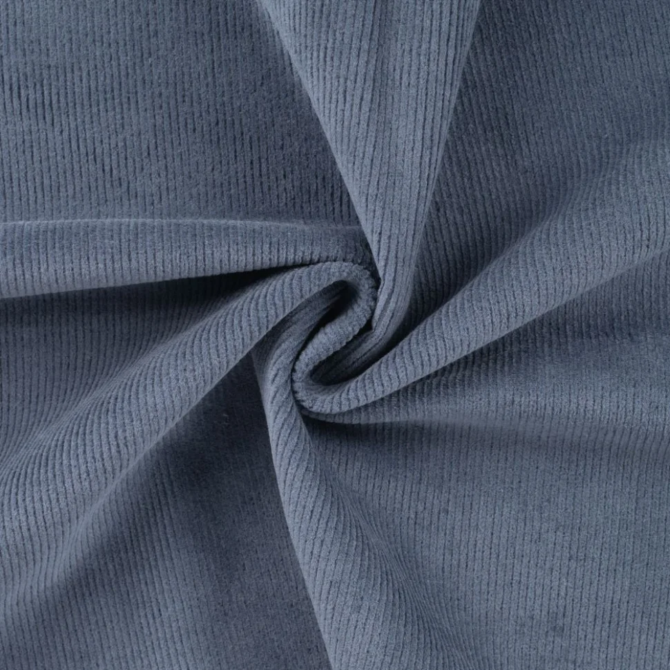 Tissu Velours côtelé stretch uni Bleu denim