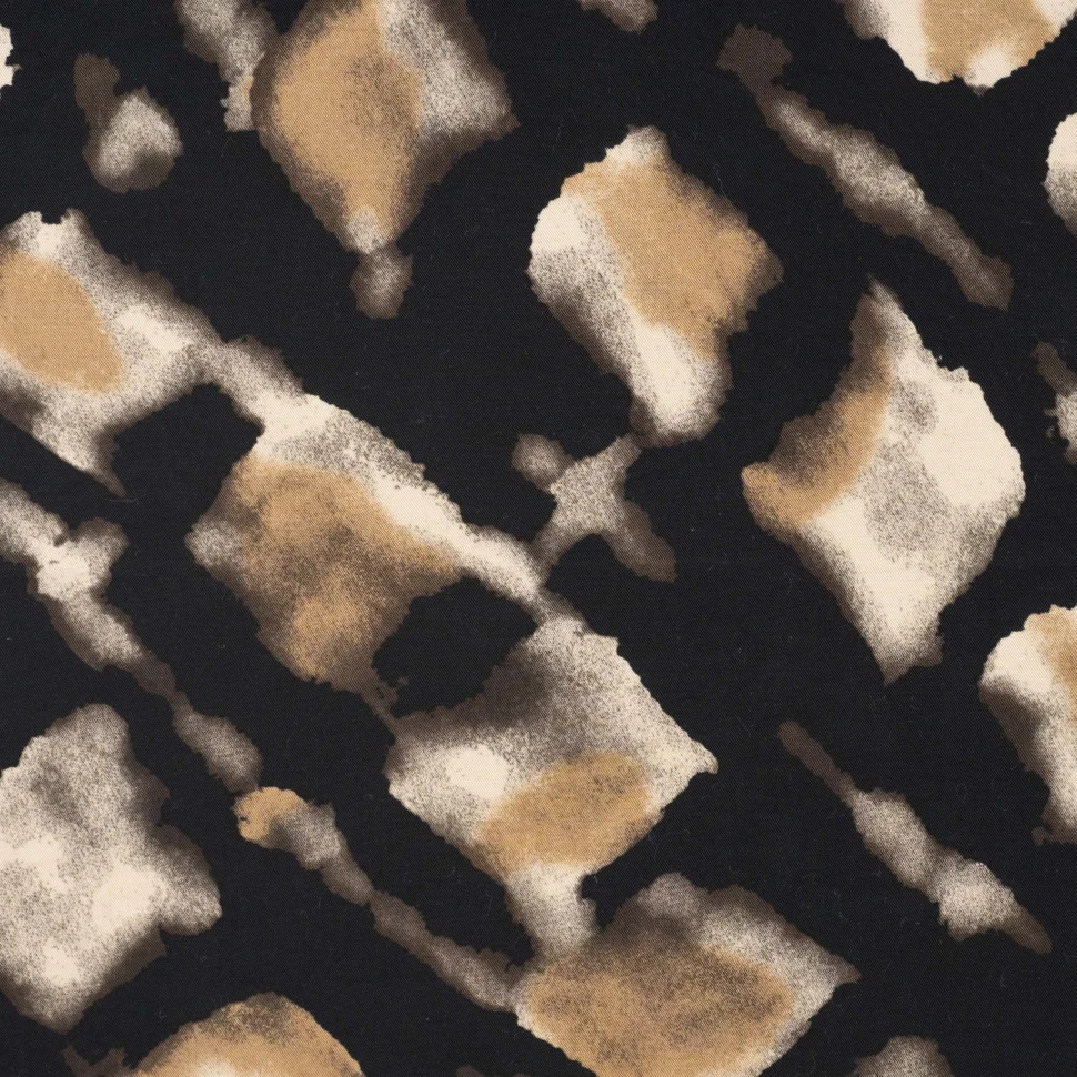 Tissu Viscose Carreaux irréguliers beiges sur fond Noir