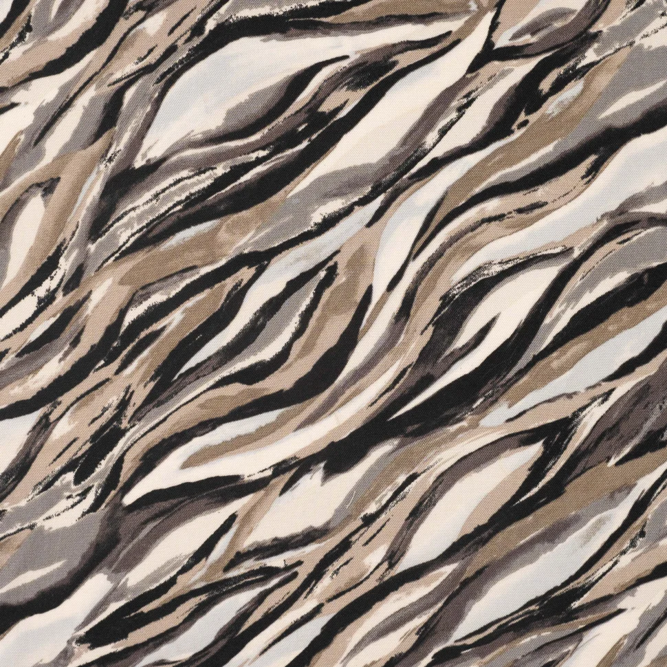 Tissu Viscose Twill Motif zébré sur fond Beige