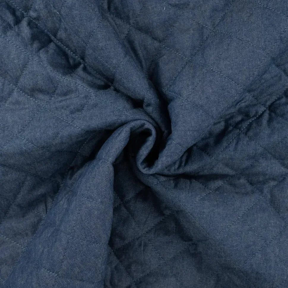 Tissu Chambray Matelassé Réversible Bleu denim