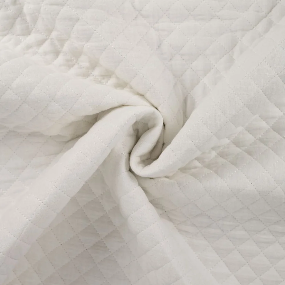Tissu Double gaze Matelassée envers Coton uni Blanc