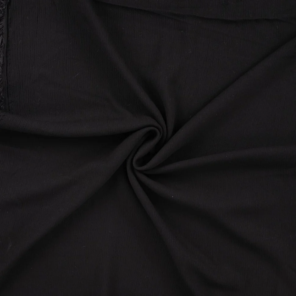 Coupon Tissu Crépon de Viscose uni Noir - Coupon de 10 cm