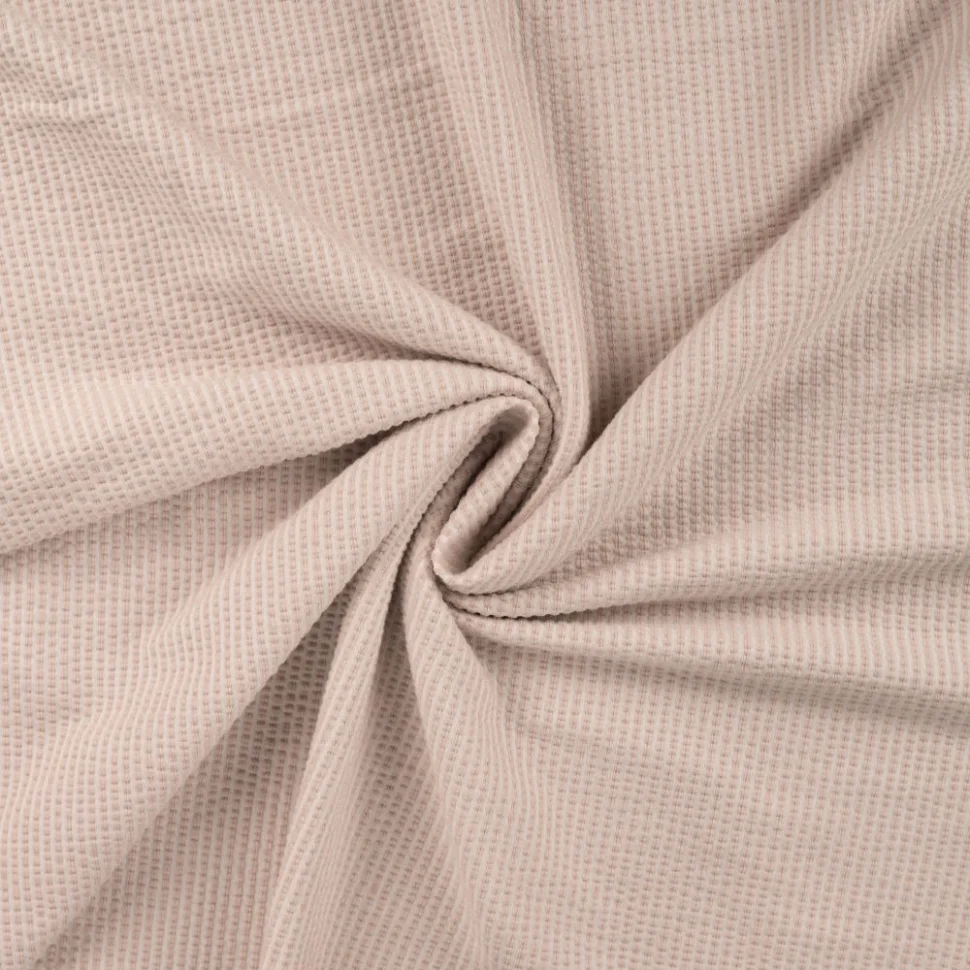 Tissu Jersey Seersucker rayé Beige sable