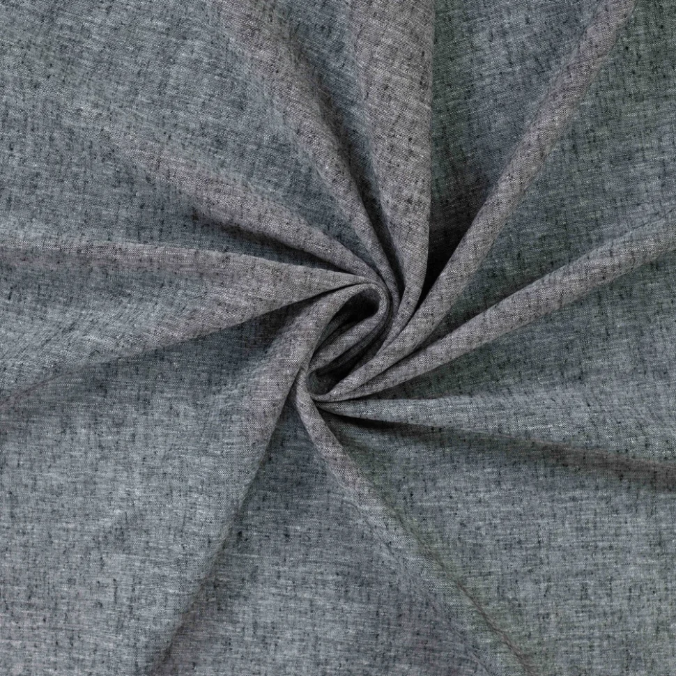 Tissu Lin Coton uni Gris anthracite chiné