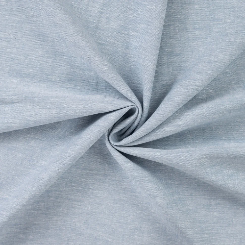 Tissu Lin Coton uni Bleu chiné