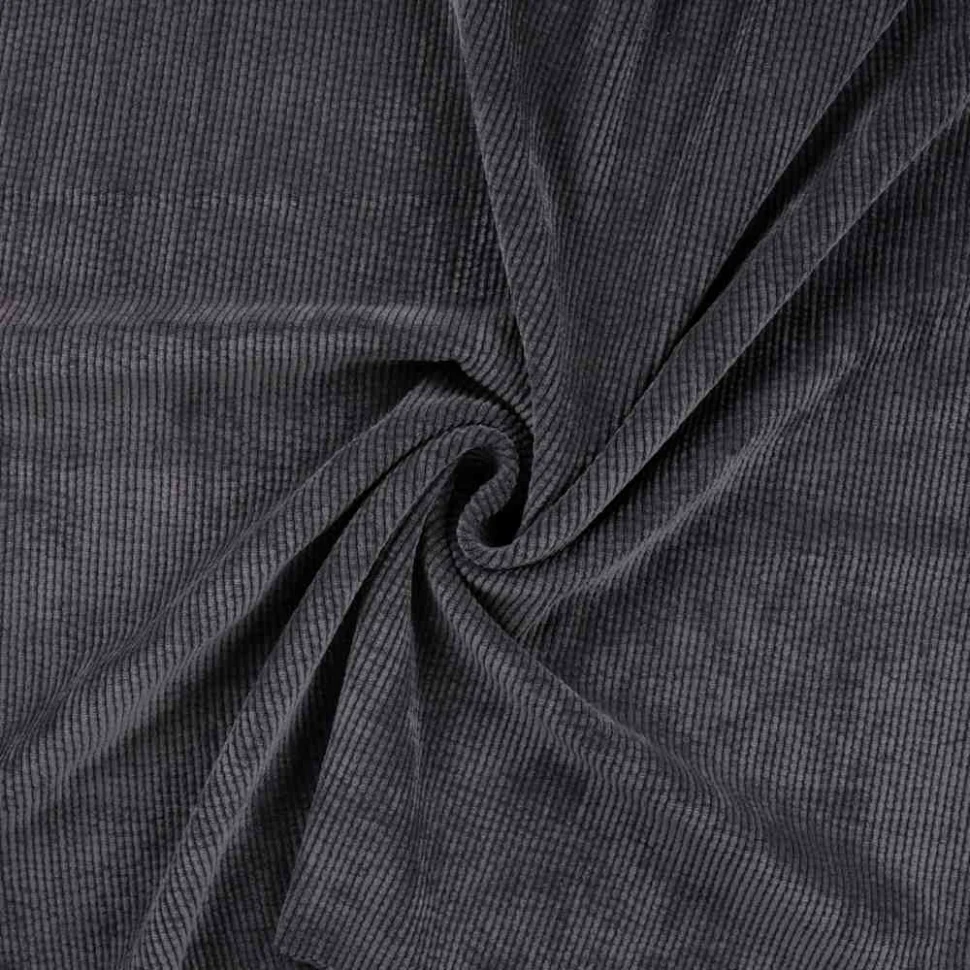 Tissu Velours côtelé lavé uni Gris anthracite