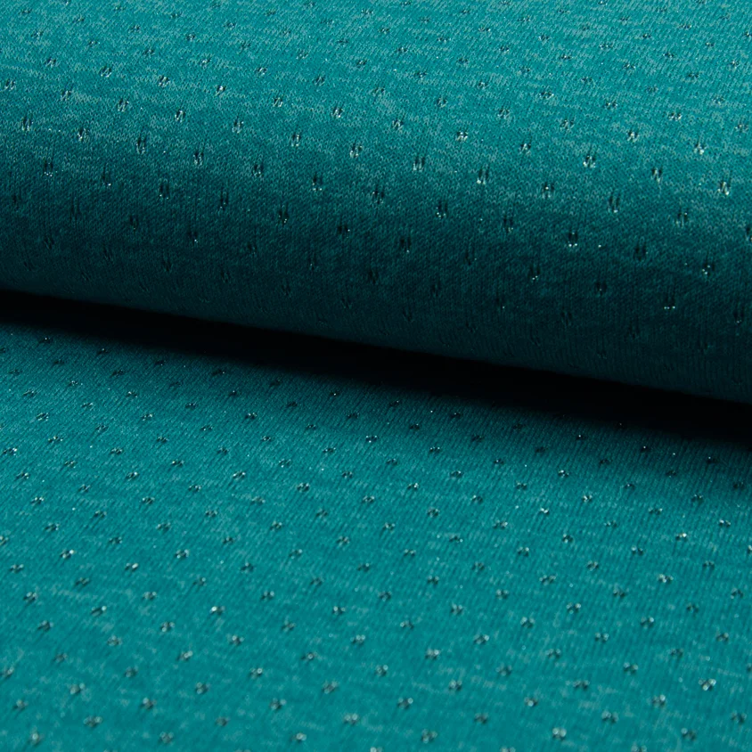 Tissu Maille lurex ajouré Vert canard