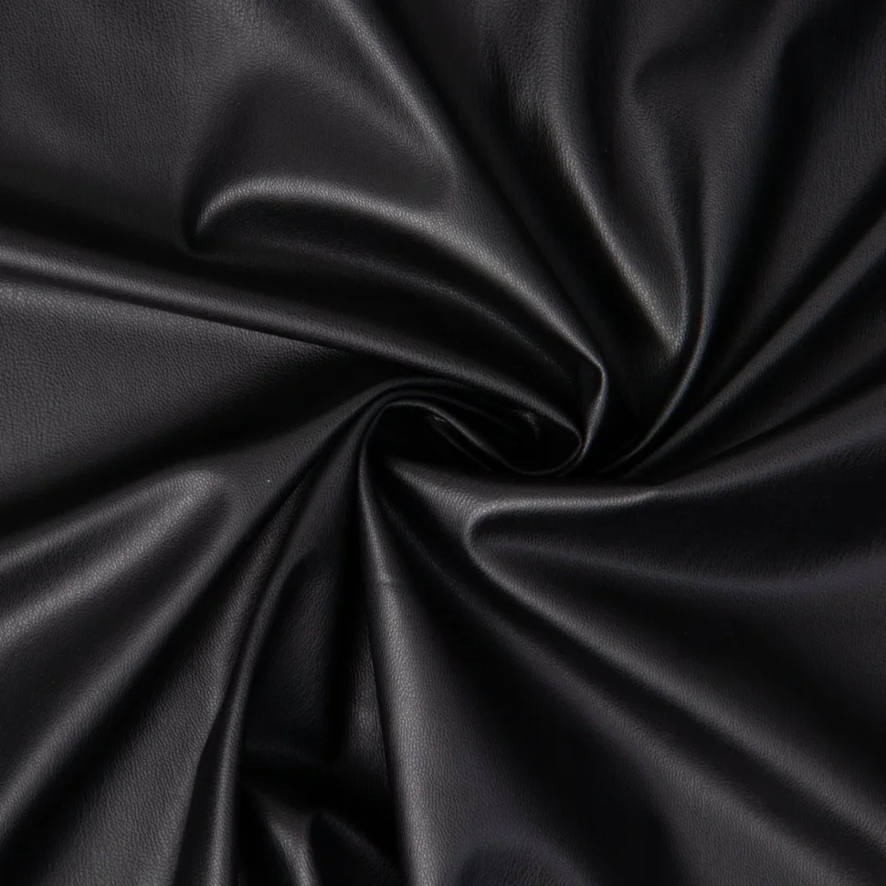 Tissu Simili cuir souple envers velours ras uni Noir