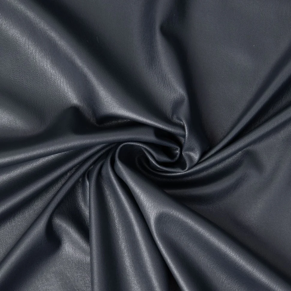 Tissu Simili cuir souple envers velours ras uni Bleu marine
