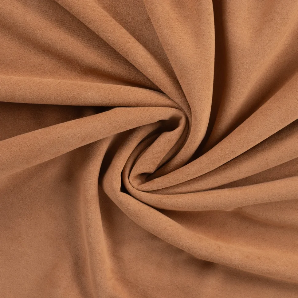 Tissu Suédine envers Fausse fourrure mouton uni Camel