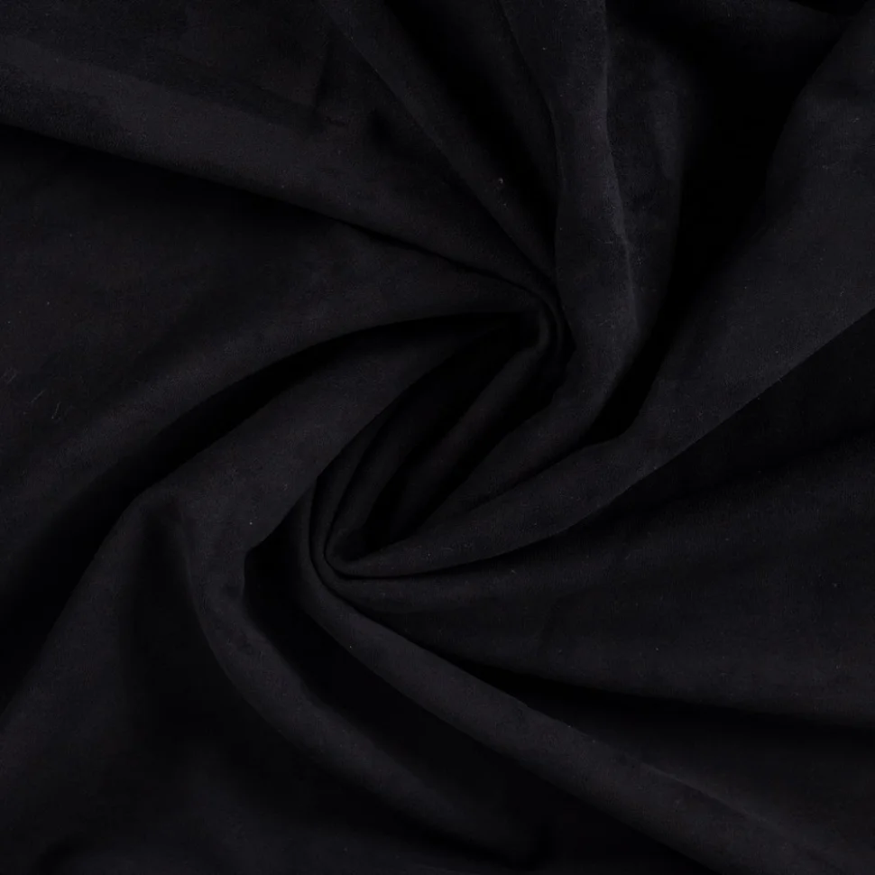 Tissu Suédine envers Fausse fourrure mouton uni Noir