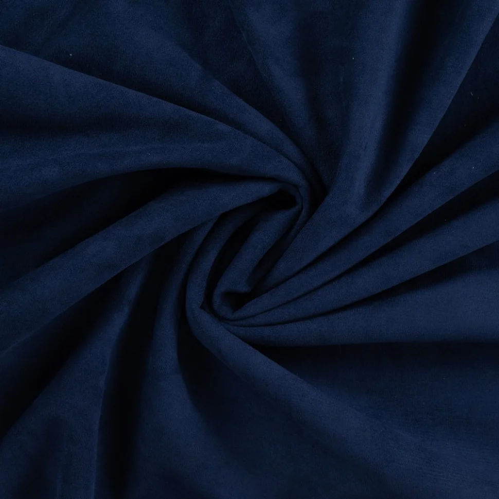 Tissu Suédine envers Fausse fourrure mouton uni Bleu marine