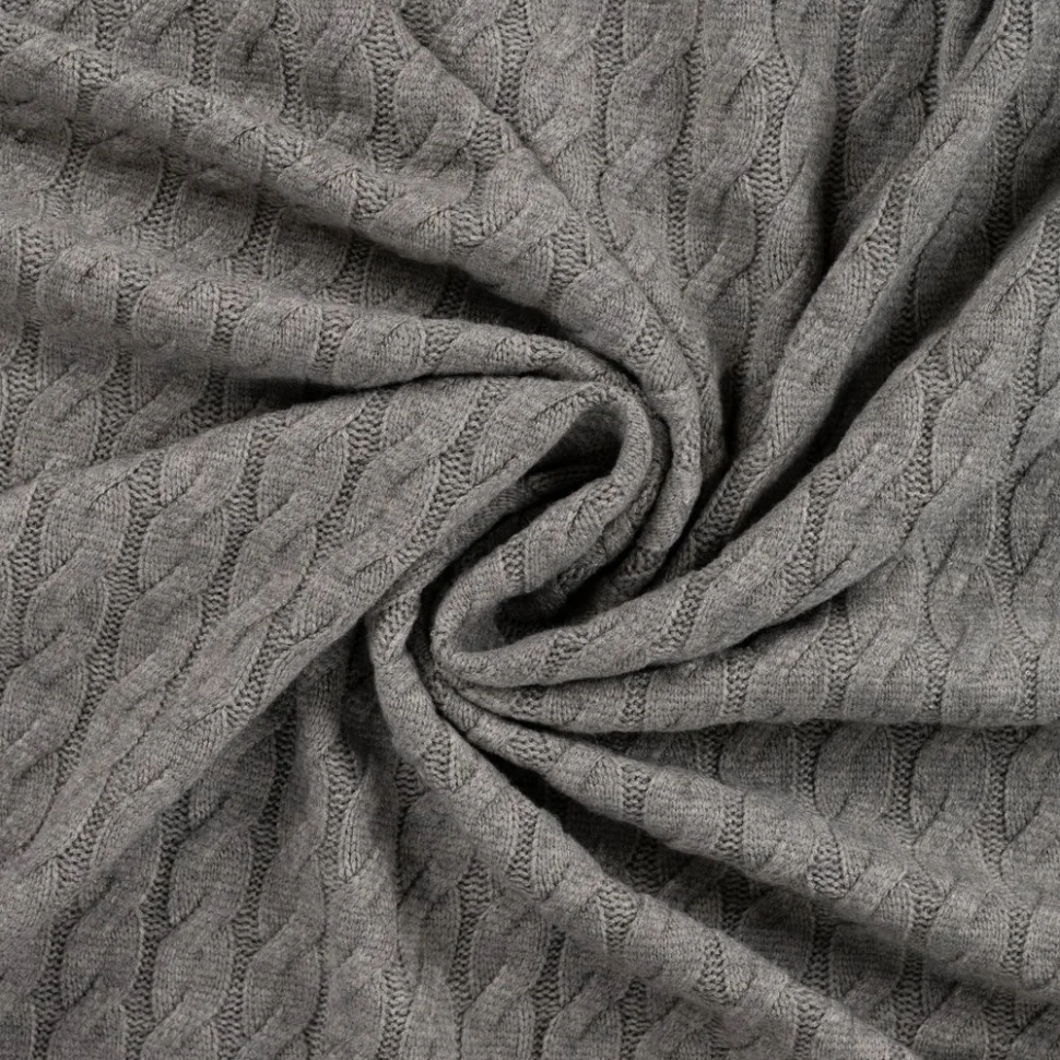 Tissu Maille torsadé en relief uni Gris chiné