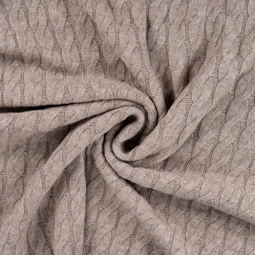 Tissu Maille torsadé en relief uni Taupe chiné