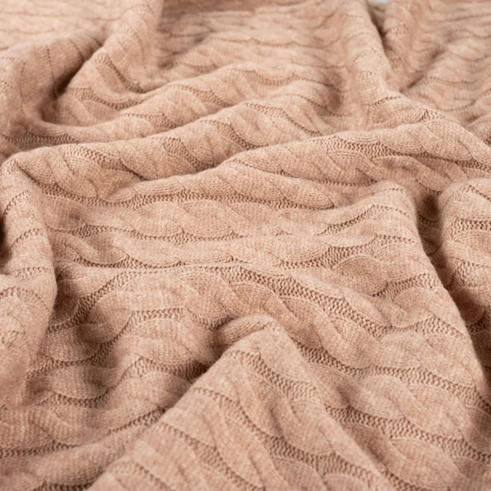 Tissu Maille torsadé en relief uni Beige sable