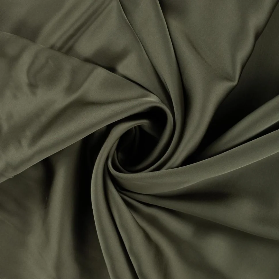 Tissu Viscose   Olivia touché Satin uni  Vert kaki