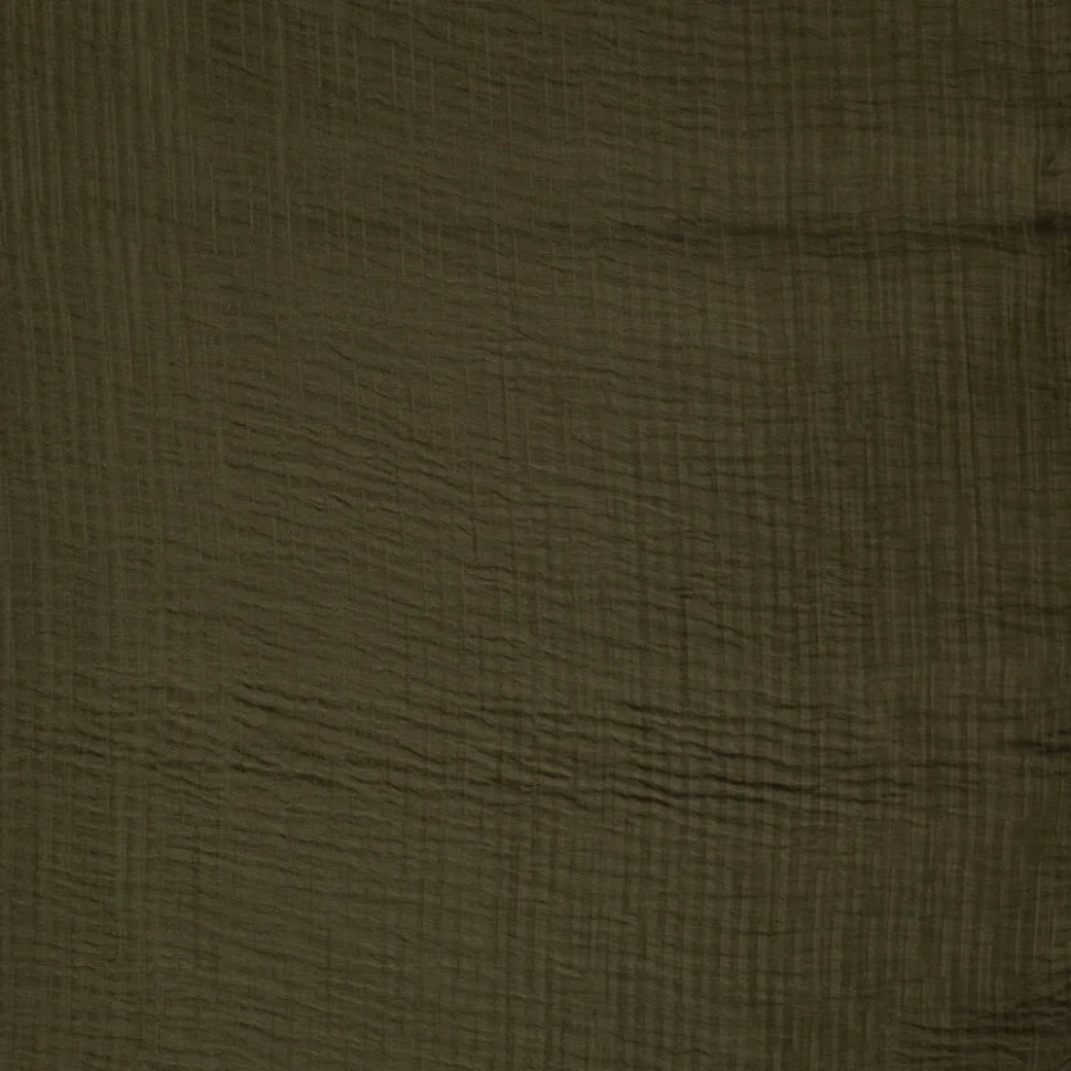 Tissu Mousseline Tencel double couche uni Vert kaki foncé