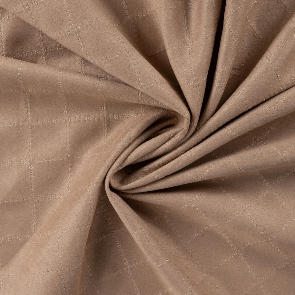 Tissu Suédine Scuba surpiqué motif losanges sur fond Beige