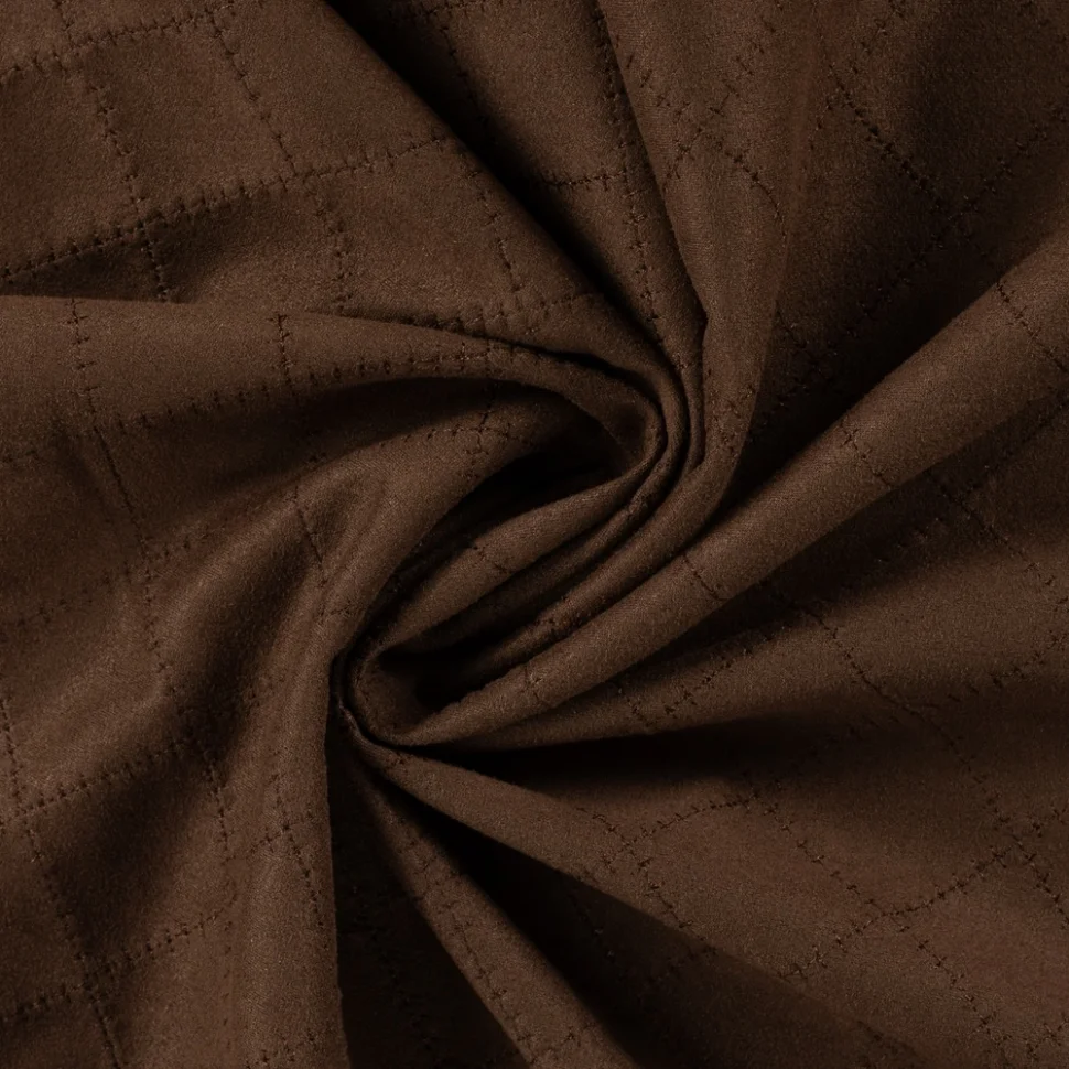 Tissu Suédine Scuba surpiqué motif losanges sur fond Marron chocolat