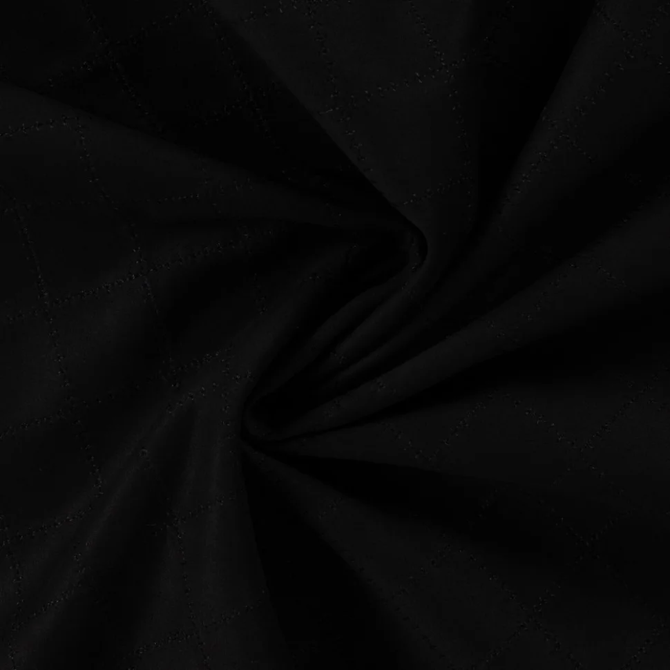 Tissu Suédine Scuba surpiqué motif losanges sur fond Noir