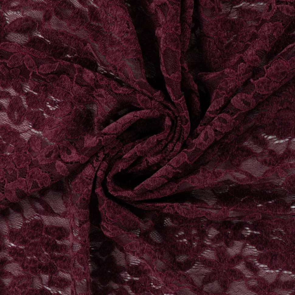 Tissu Dentelle Deluxe uni Lie de vin