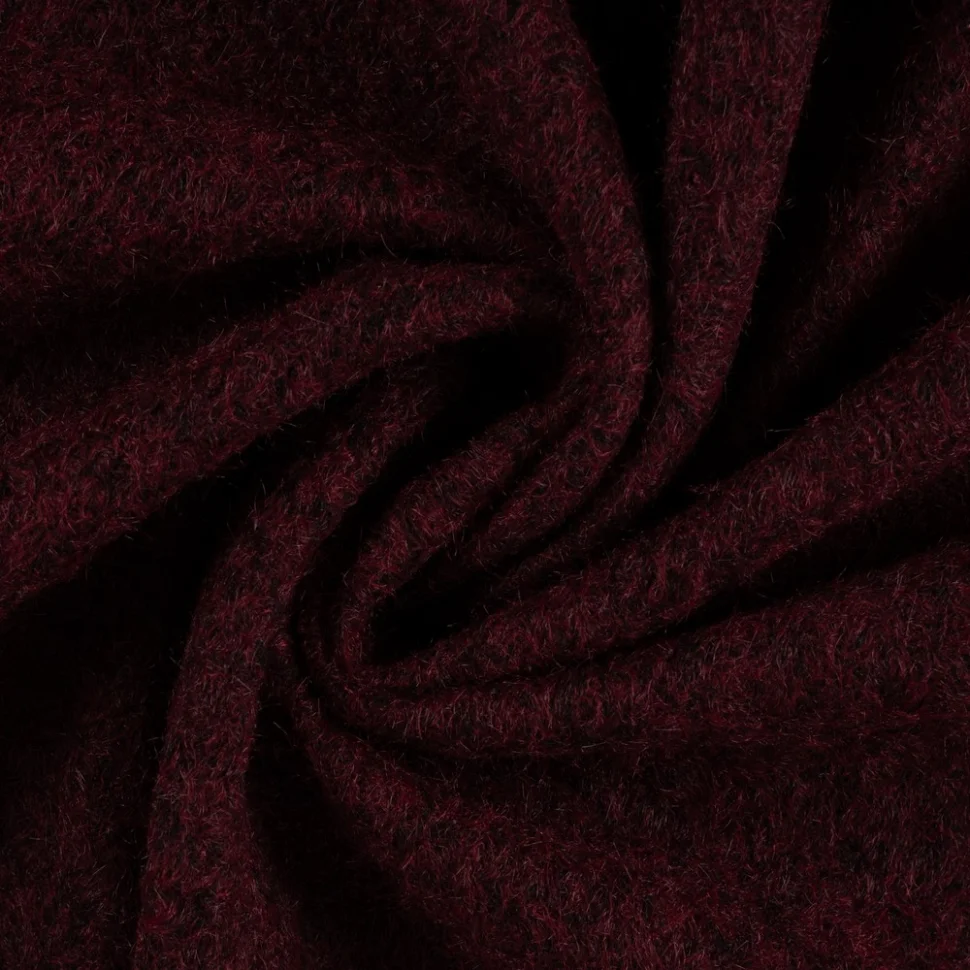 Tissu Laine à bouclette uni Bordeaux