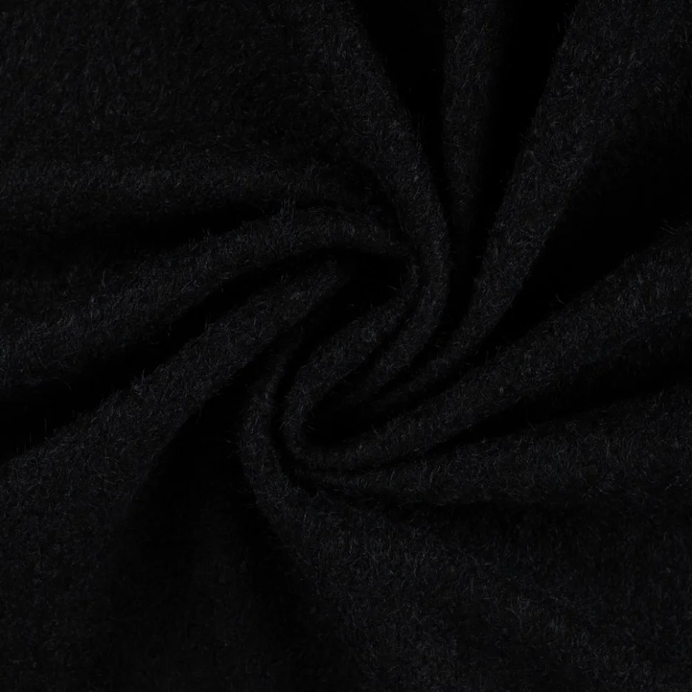 Tissu Laine à bouclette uni Noir