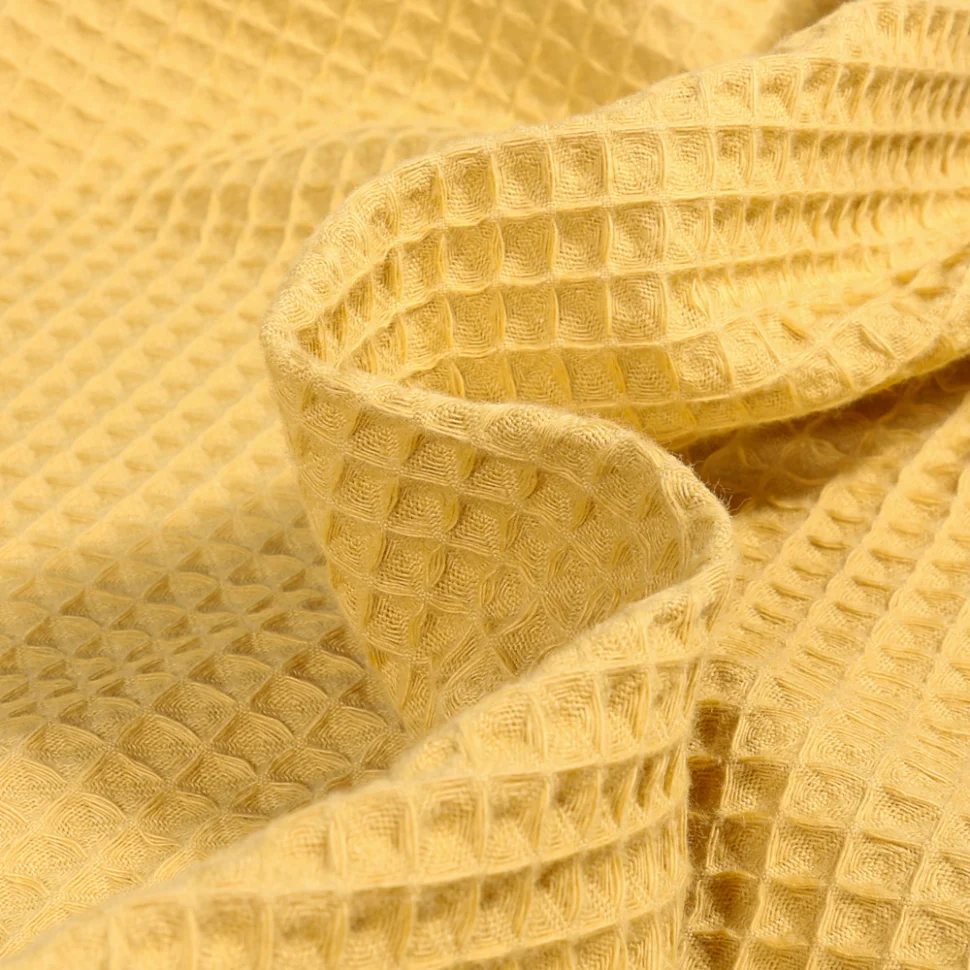 Tissu Nid d'abeille  Jaune moutarde