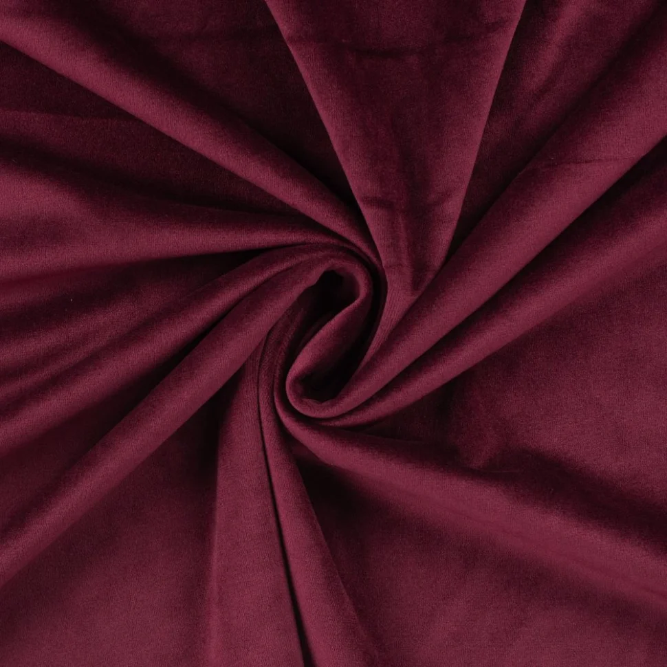Coupon Tissu Velours ras d'habillement uni Bordeaux - Coupon de 70 cm