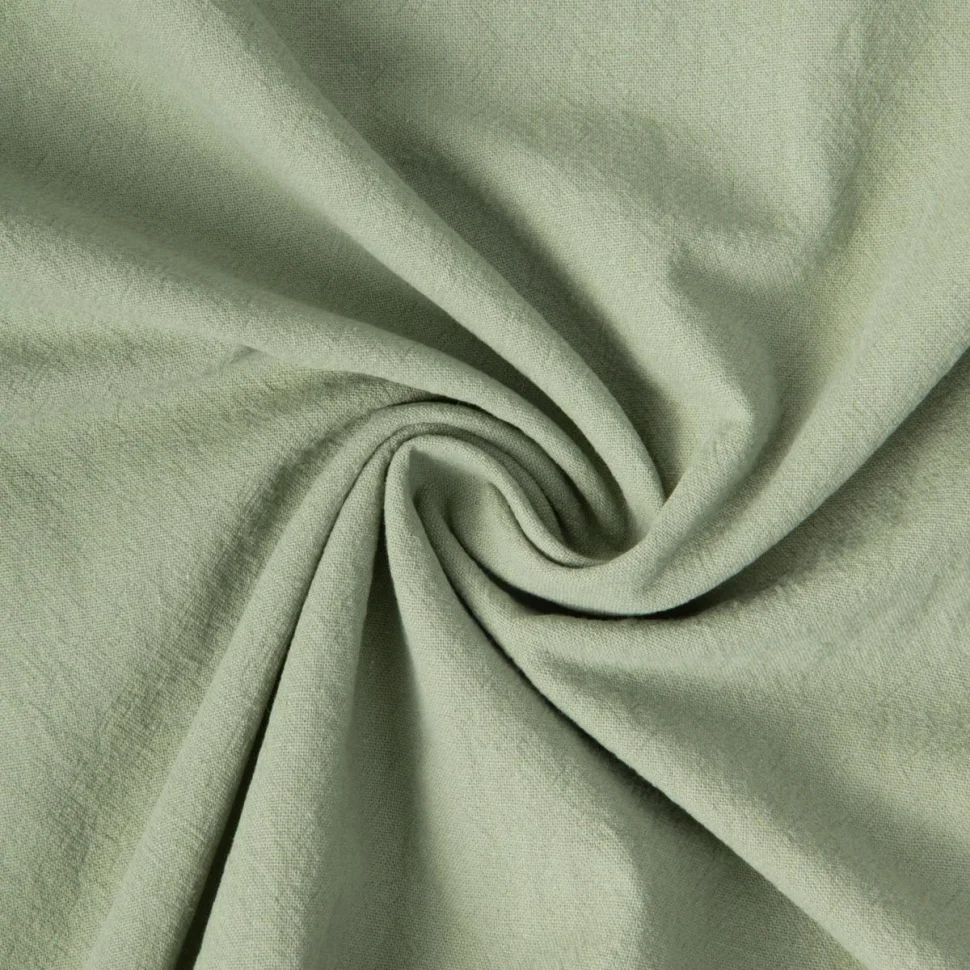 Tissu Coton Lavé aspect Lin uni Vert amande
