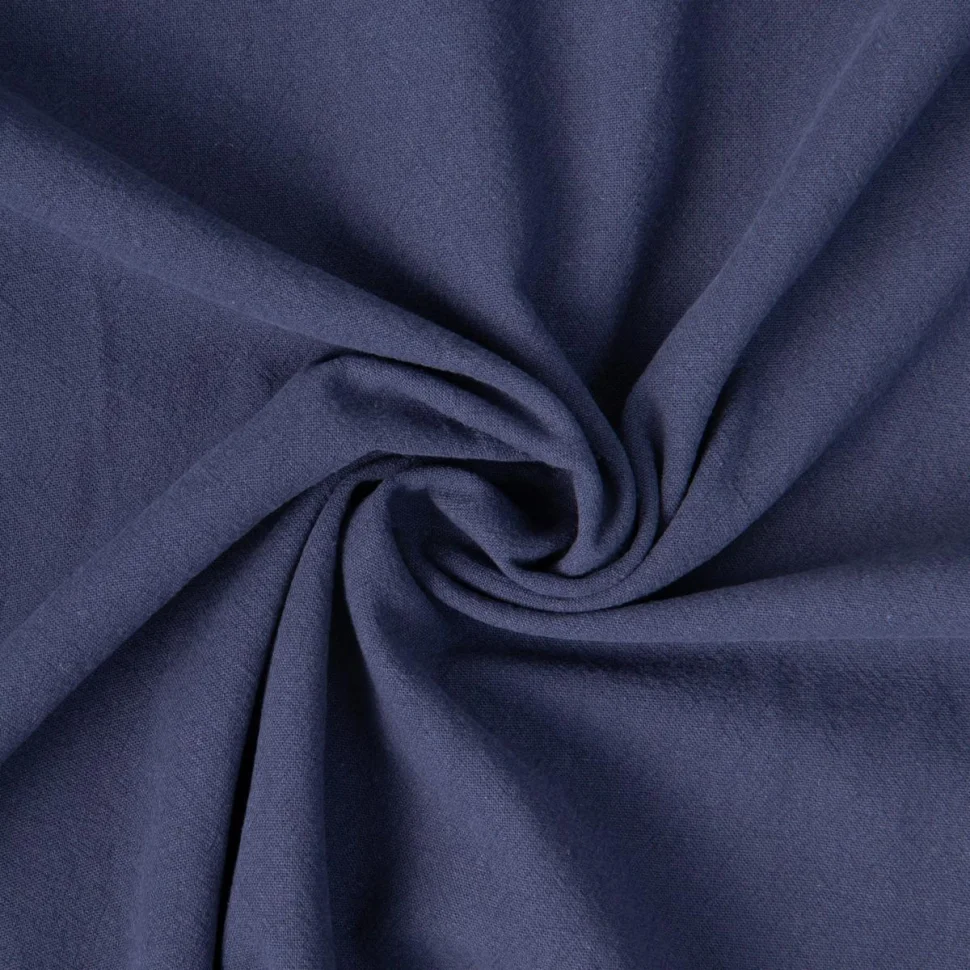 Tissu Coton Lavé aspect Lin uni Bleu marine