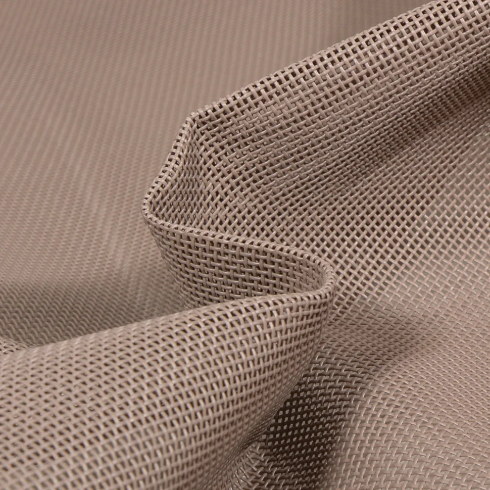 Coupon Toile Transat grille extérieure textilène unie Taupe - Coupon de 100 cm