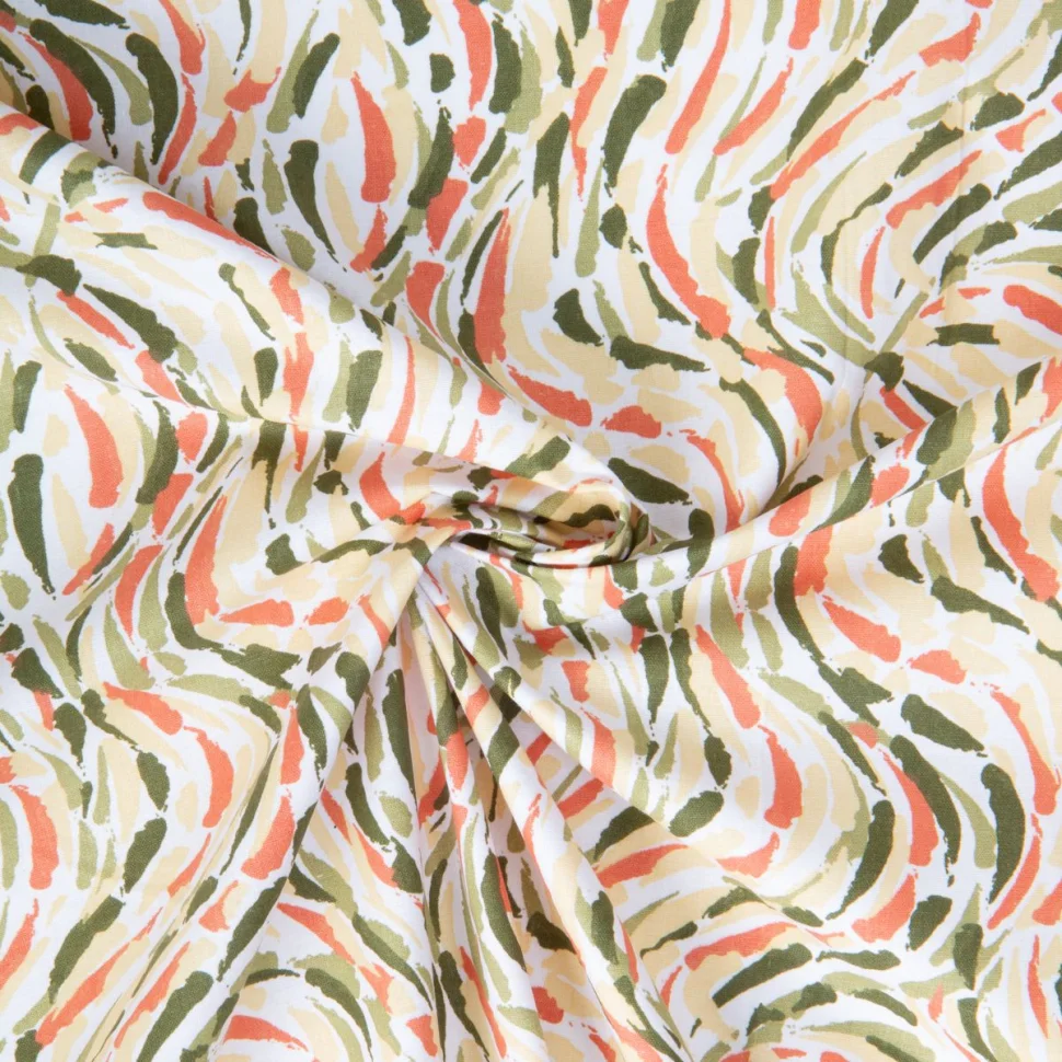 Tissu Coton imprimé Sasha correze ondulations Multicolore sur fond Blanc