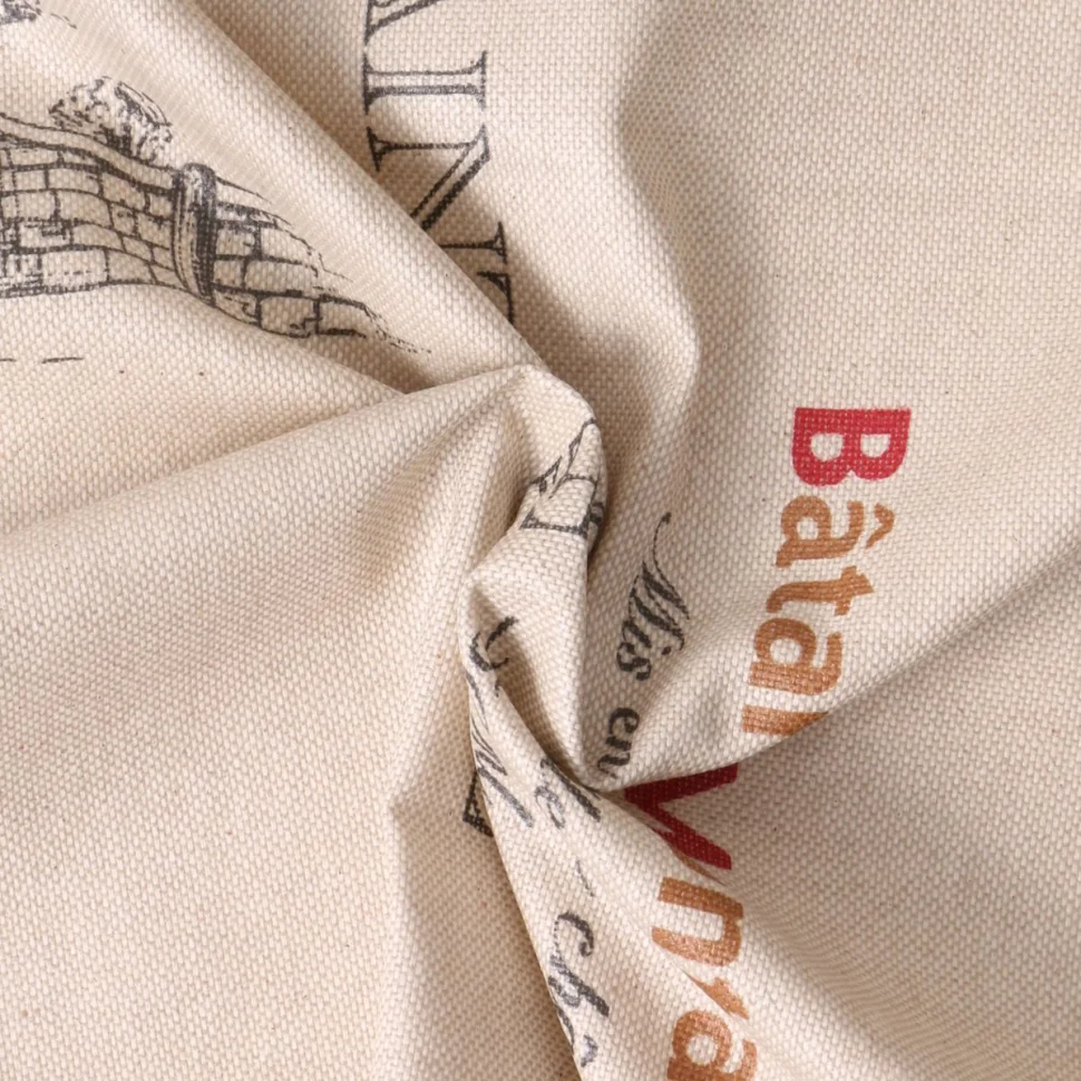 Tissu Toile Canvas Vinothèque appellations viticoles sur fond Beige