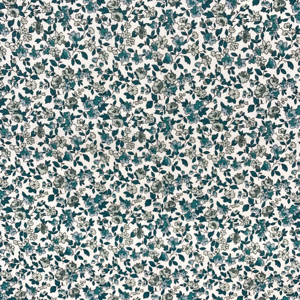 Tissu Coton imprimé Arty Petites fleurs Léonie bleues sur fond Blanc