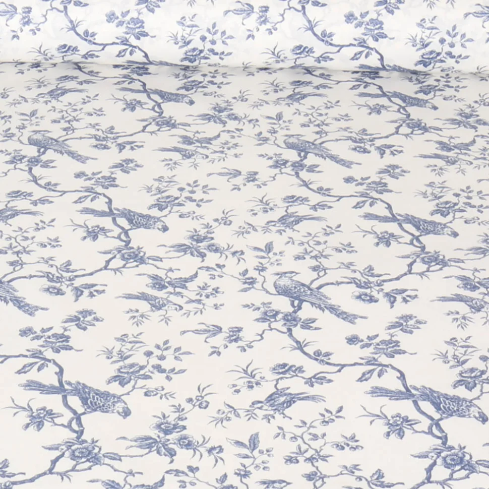 Tissu cretonne de coton Toile des jardins Animaux sur fond Ecru