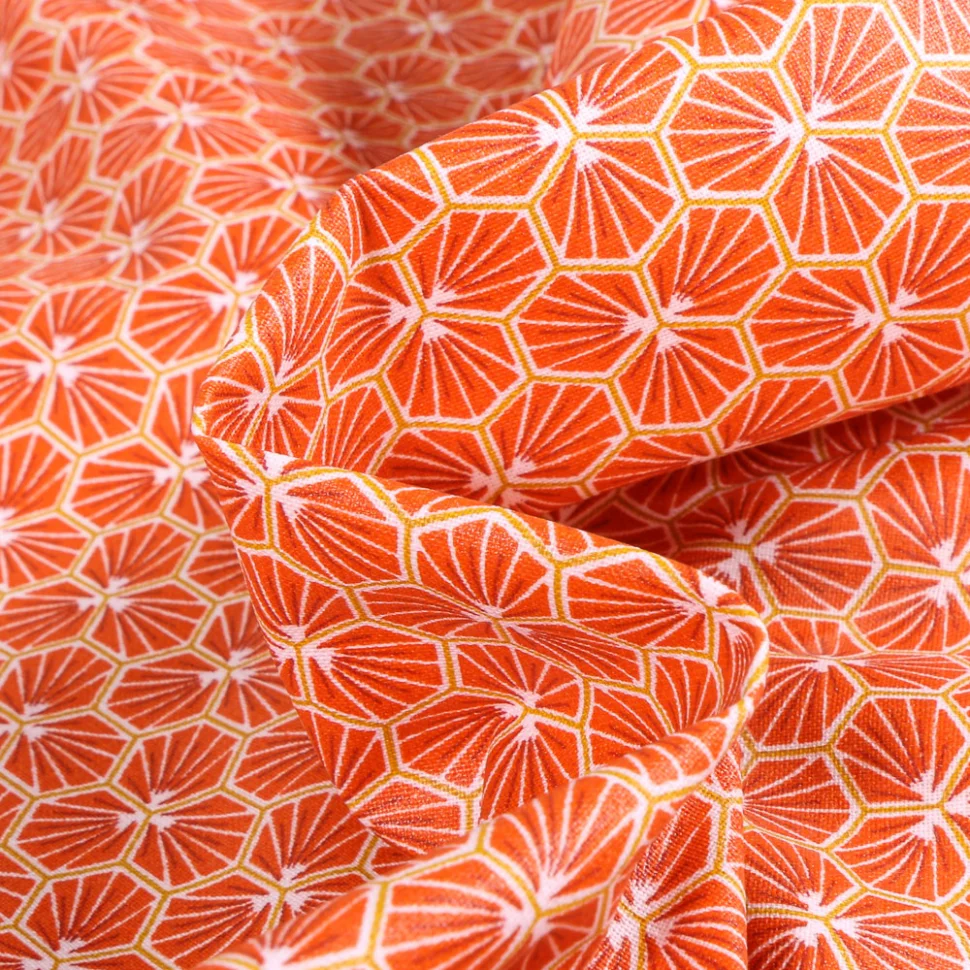 Tissu Coton enduit Riad sur fond Orange