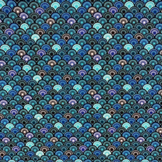 Tissu Coton imprimé Suri sur fond Bleu