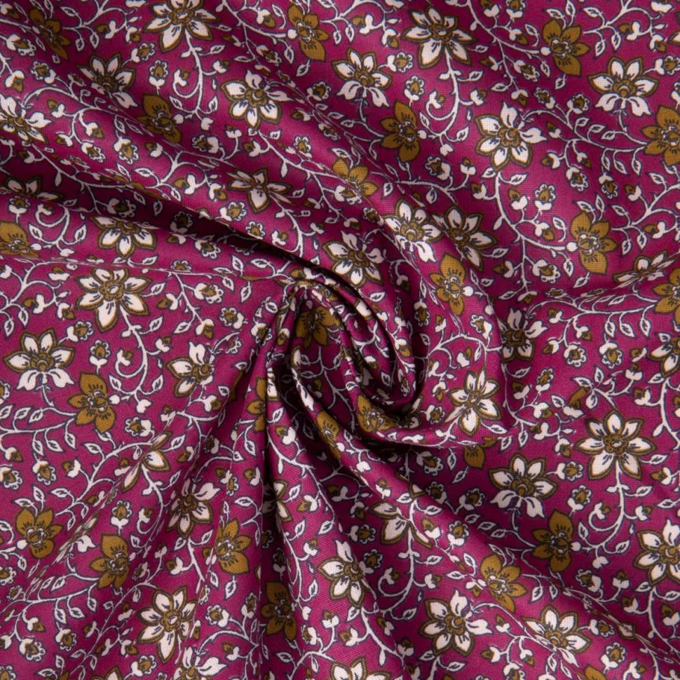 Tissu Coton imprimé Arty Goa fleuris sur fond Violet
