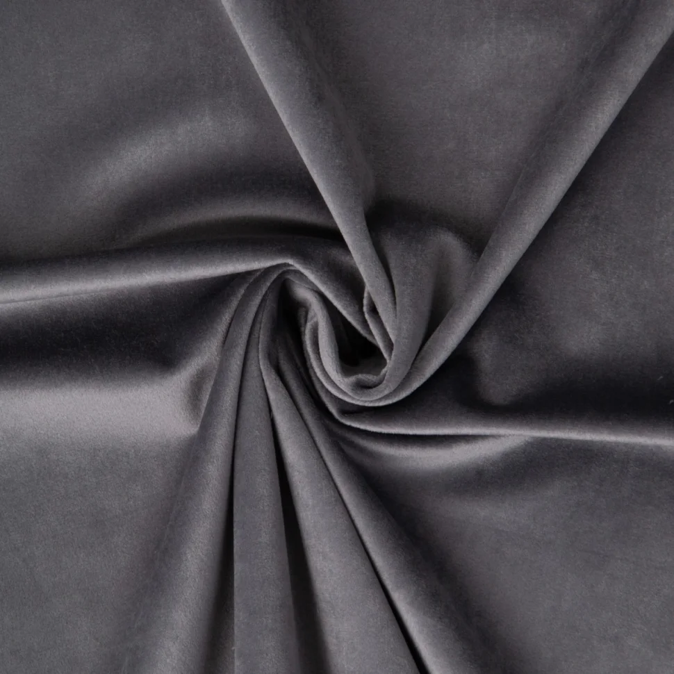 Tissu Velours ras d'ameublement uni Gris anthracite
