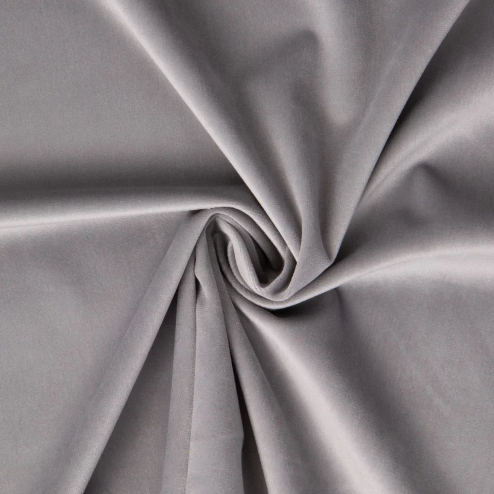 Coupon Tissu Velours ras d'ameublement uni Gris clair - Coupon de 100 cm