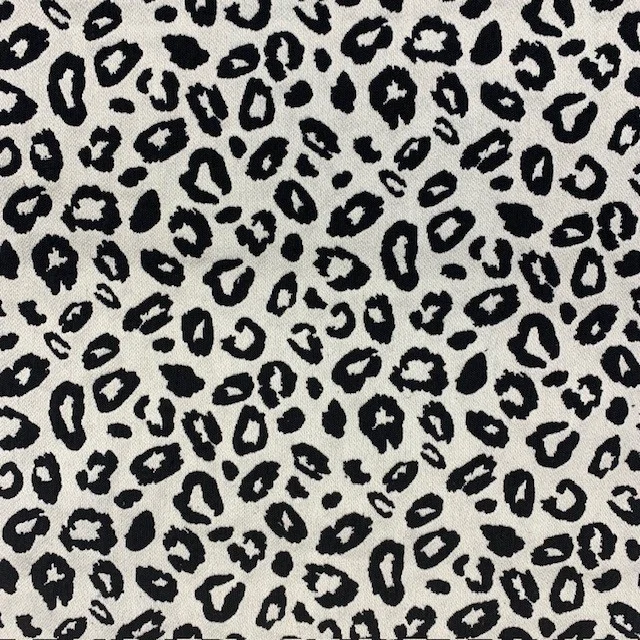 Tissu Coton Lin Panthère noir sur fond Blanc