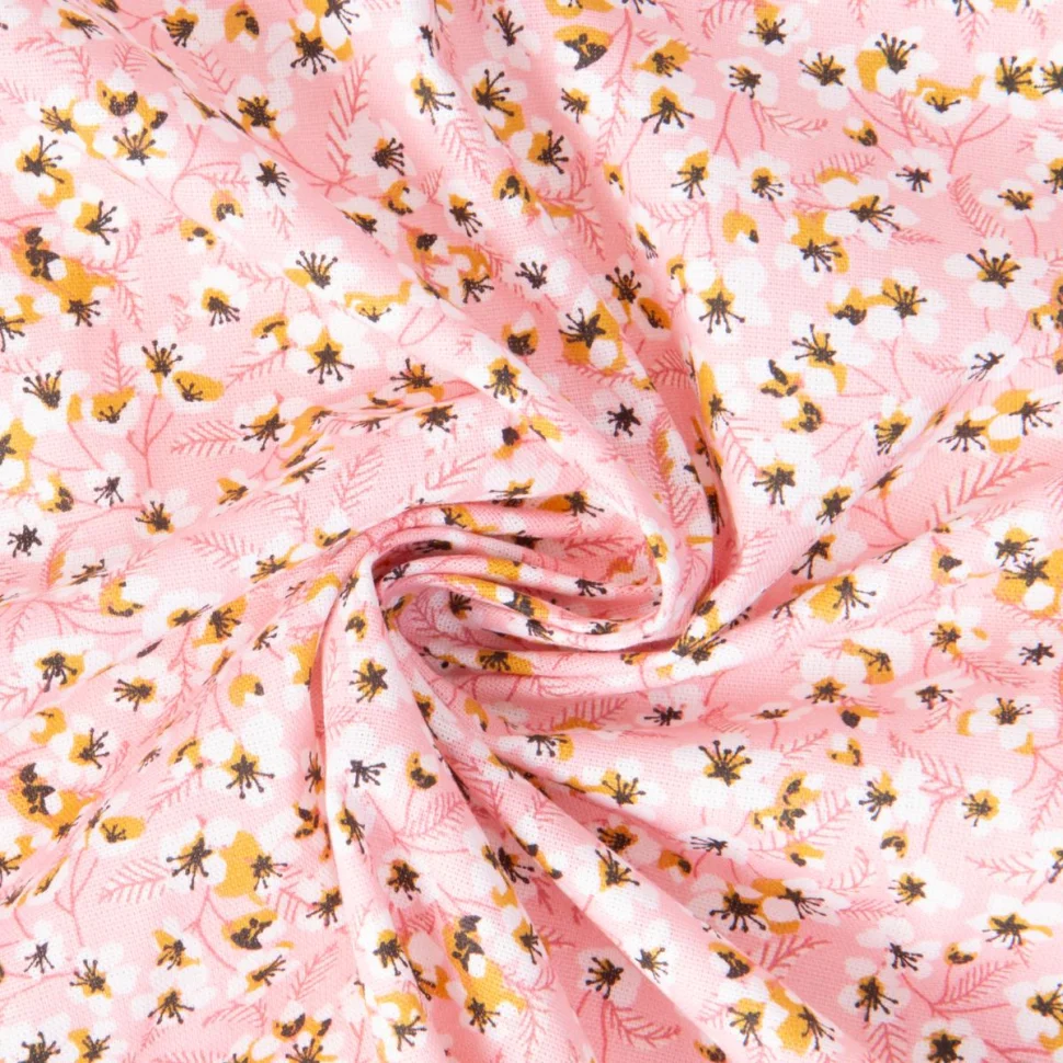 Coupon Tissu Coton imprimé Arty Miyu sur fond Rose bébé