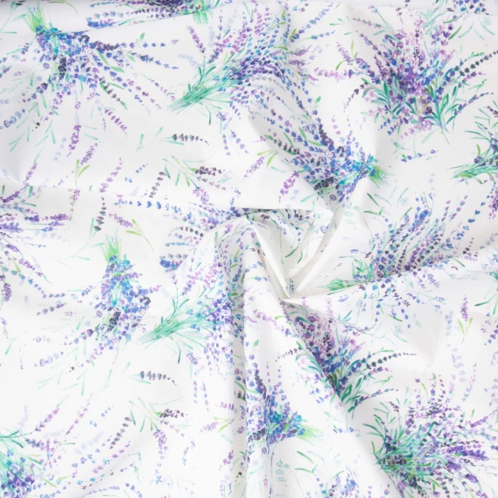 Tissu Coton Enduit Portofino All Over violet sur fond Blanc