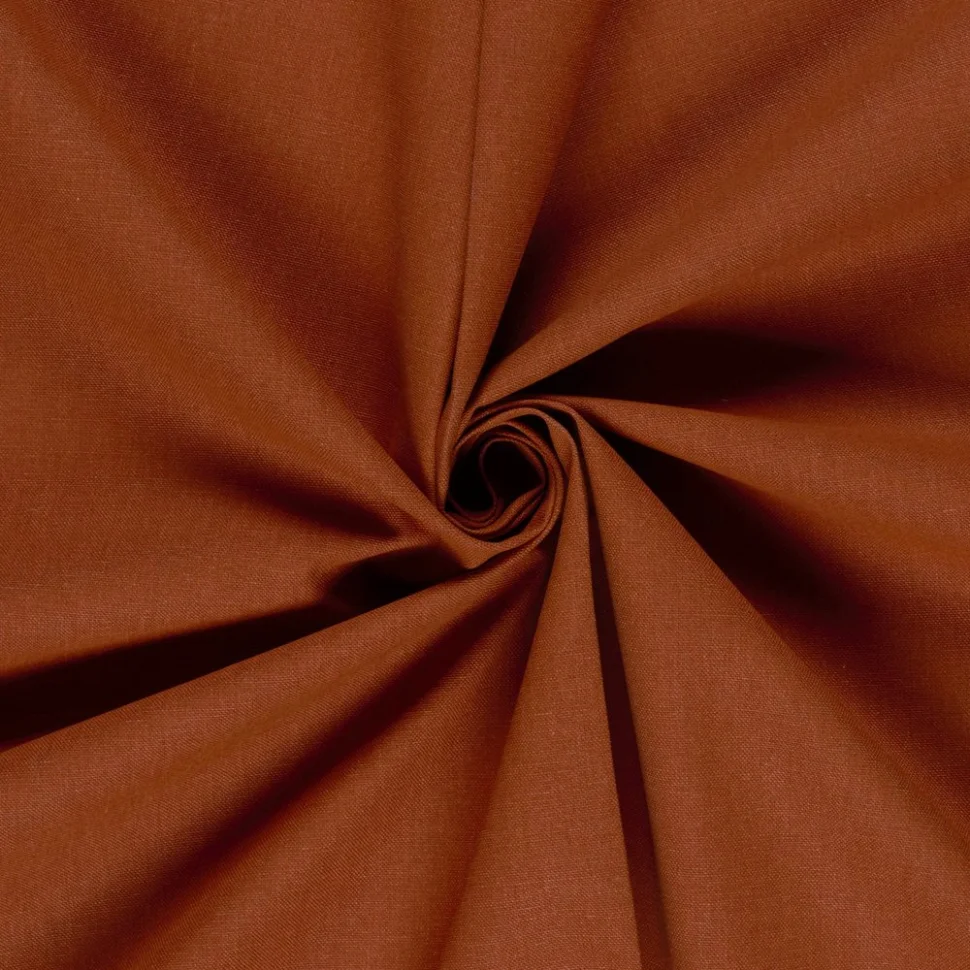 Tissu Toile de Coton recyclé aspect lin uni Terracotta