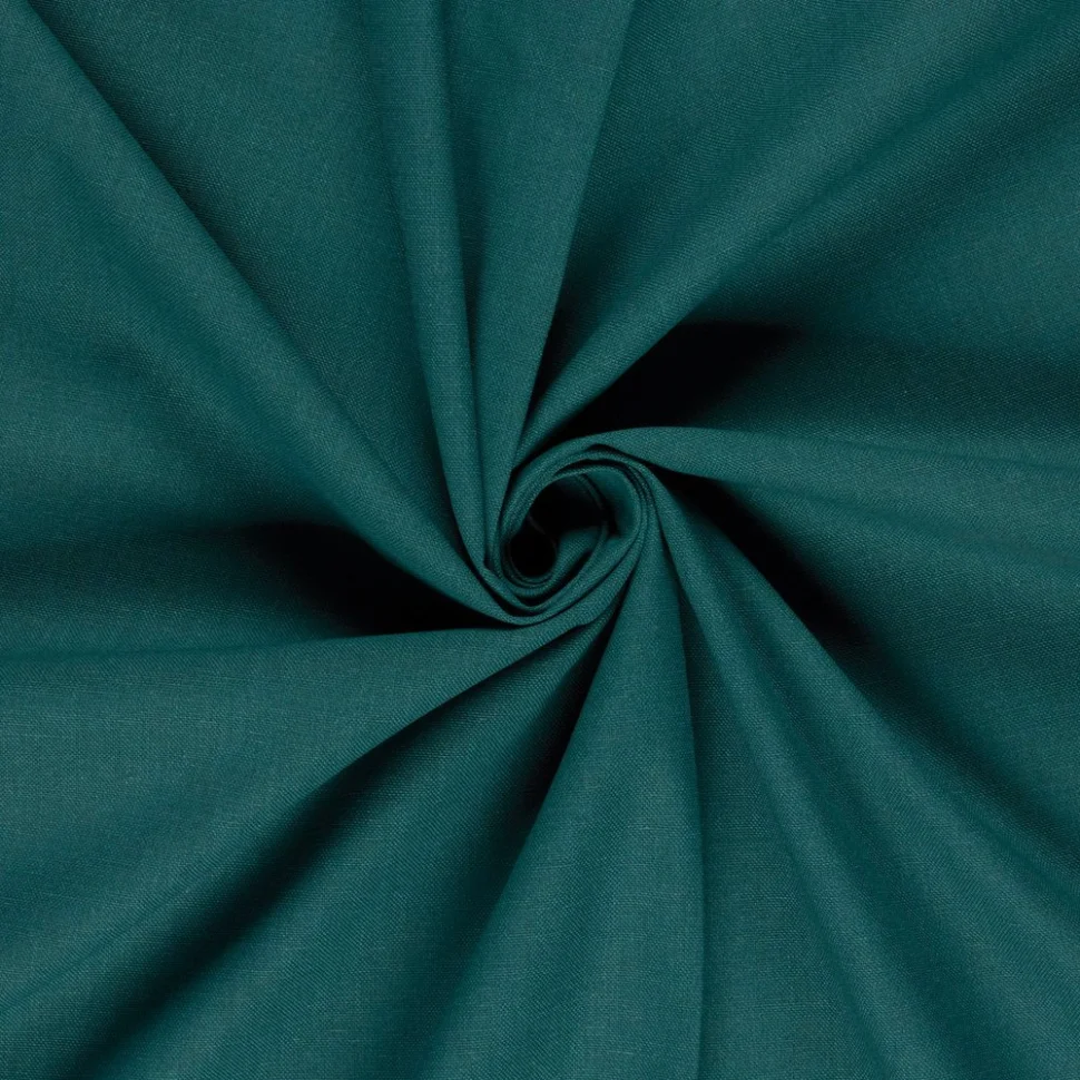 Tissu Toile de Coton recyclé aspect lin uni Vert canard