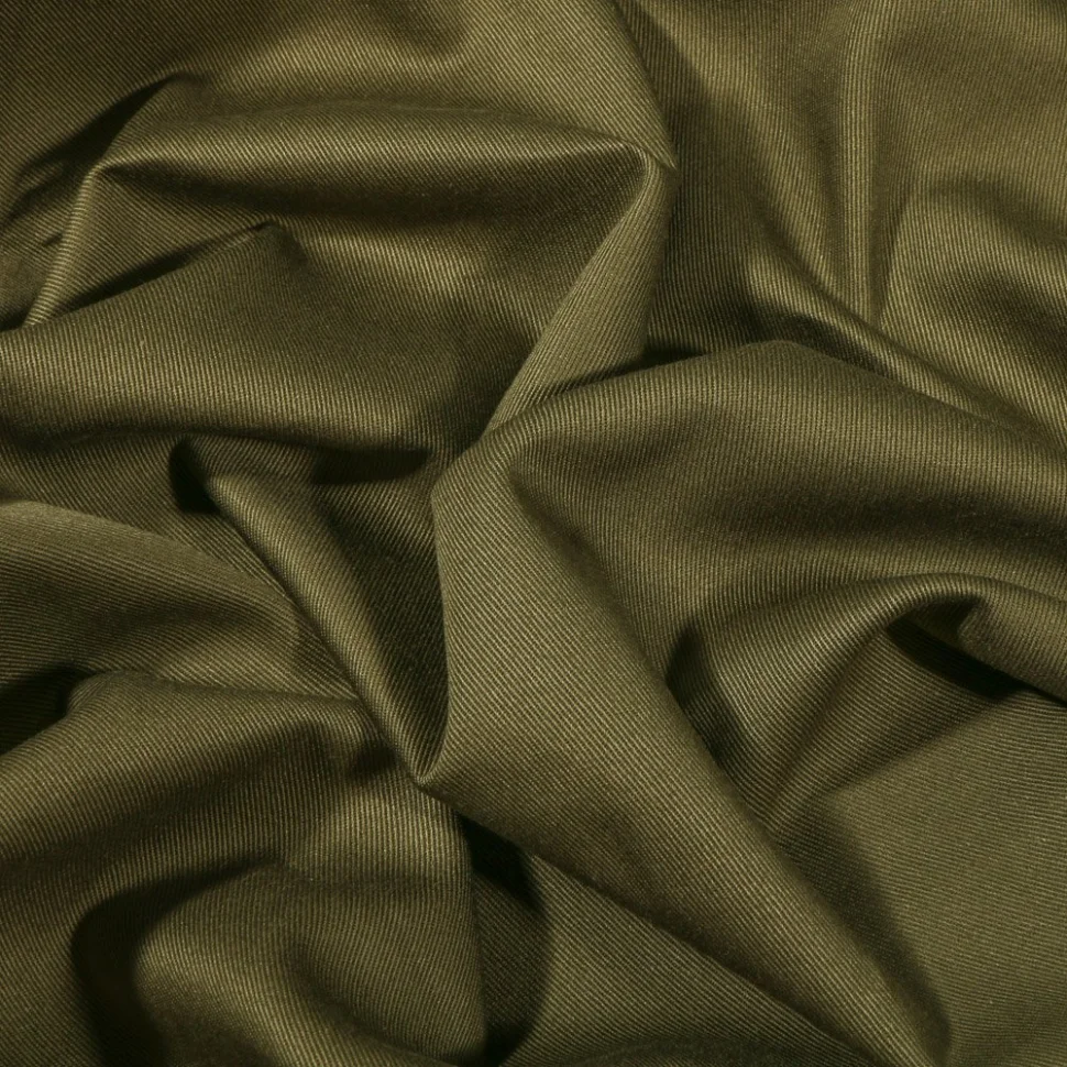 Tissu Coton Sergé uni Vert kaki - Coupon de 110 cm