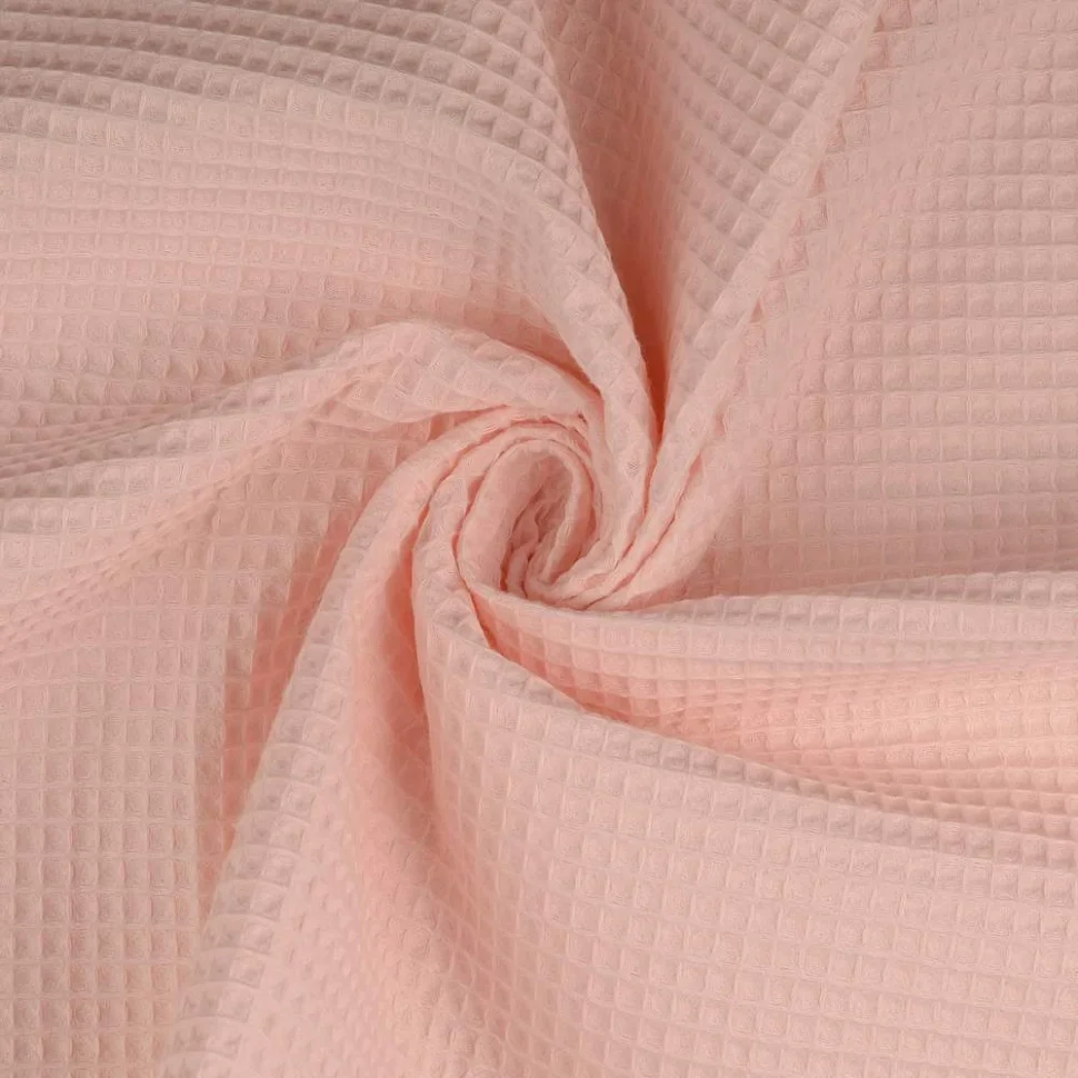 Tissu Nid d'abeille uni Rose bébé